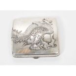 Late 19th/early 20th century Chinese white metal cigarette case of shaped form,