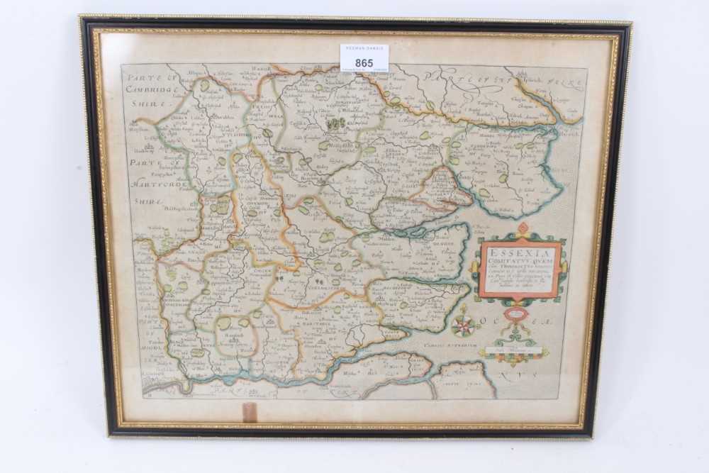 William Kipp after Saxon: 'Essexia Comitaatus.' 17th century hand coloured copper engraved map,