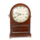 Regency mahogany and brass inlaid arched bracket clock