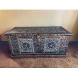 Antique Zanzibar brass studded chest, 96cm wide x 43cm deep Provenance: removed from Basts,