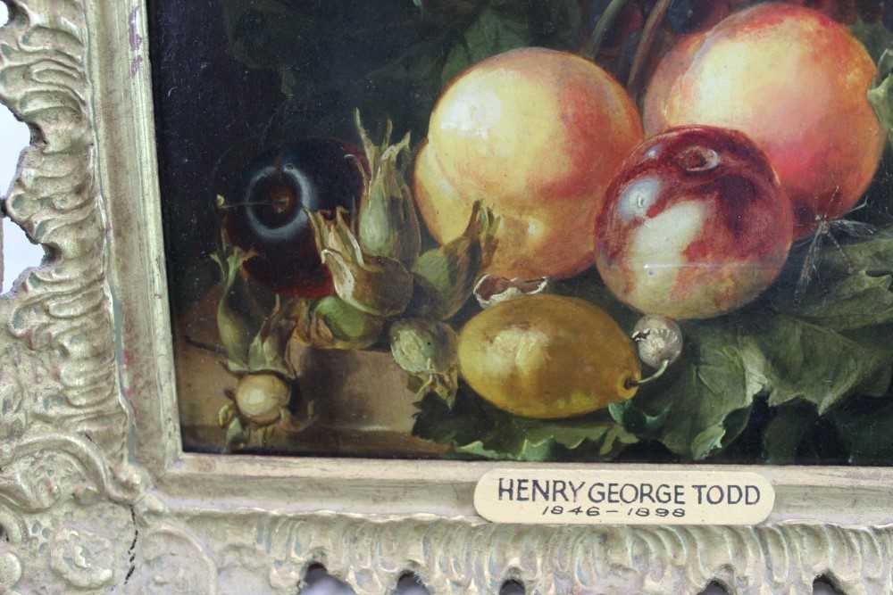 Henry George Todd (1846-1898) oil on panel - still life of fruit and hops, apparently unsigned, 16.5 - Bild 3 aus 7