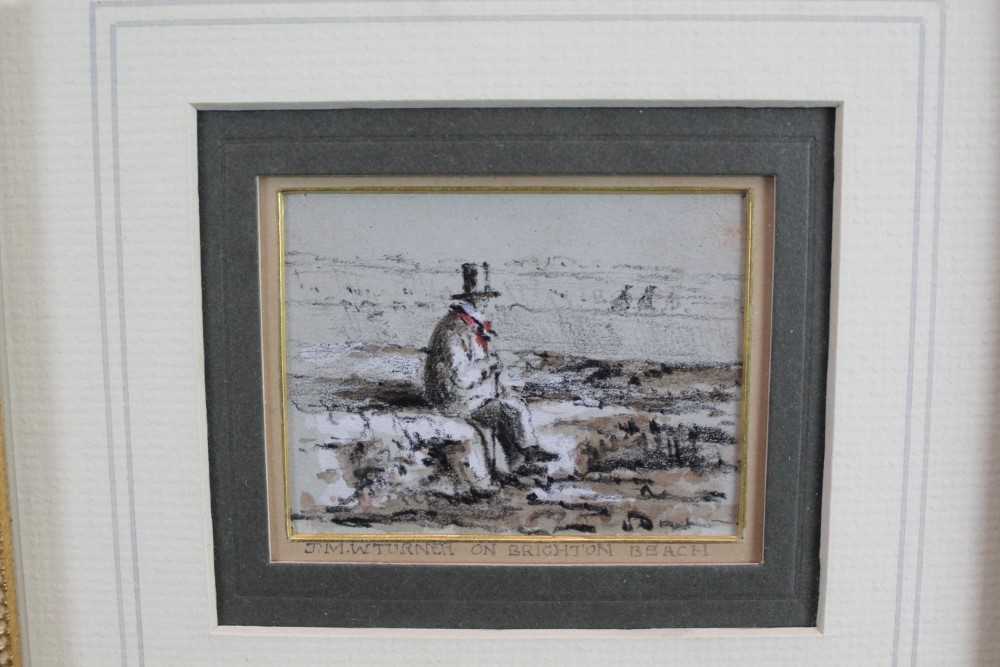 Manner of John Constable (1776-1837) black chalk and bodycolour sketch of J. M. W. Turner on Brighto - Bild 2 aus 5