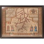 John Speede: 17th century hand-coloured engraved map of Cambridgeshire "Described With The