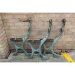 Set of three cast iron bench supports