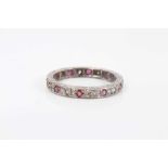 9ct white gold diamond and ruby eternity ring