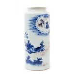A Chinese Transitional-style sleeve vase, 19th/20th century, decorated in underglaze blue and red wi