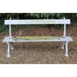 Victorian grey painted cast iron bench, with naturalistic branch work supports, kite mark and regist