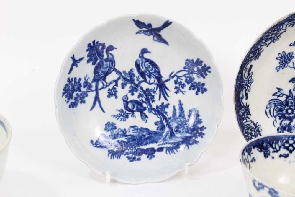 A group of 18th century blue and white Worcester porcelain, including a Fence pattern bowl, another - Image 3 of 6