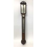 George III stick barometer of unusual design with silvered dial, signed Colombo & Co, 180 High Holbo