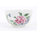 An unusual Worcester tea bowl, painted in Chinese famille rose style, circa 1755-56