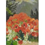 *Lucy Harwood (1883-1972) oil on canvas - The Poppy Field, signed verso, 56cm x 41cm, unframed