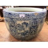 Blue and white Chinese fish bowl
