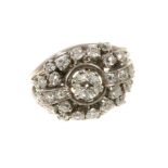 Art Deco diamond cluster ring with a central old cut diamond