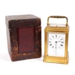 Fine quality 19th century gilt carriage clock by Charles Frodsham with travelling case