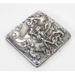 Late 19th/early 20th century Chinese silver cigarette case with raised Dragon decoration and silver