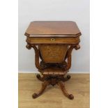 Victorian mahogany and inlaid rosewood needlework table