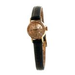 1960s ladies' Omega gold wristwatch on leather strap in original box