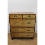 19th century mahogany and brass bound campaign chest