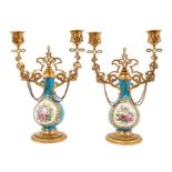 Pair of fine quality 19th century Sèvres porcelain and ormolu mounted candelabra