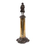 19th century Continental desk thermometer, in the form of an architectural column with bronze Napole