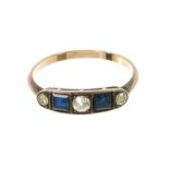 Art Deco diamond and sapphire five stone ring