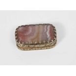 Early 19th century silver vinaigrette of rectangular form, inset with an Agate panel,