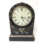 Victorian papier mâché mantel clock with convex glass, 8 day striking movement, with associated brac