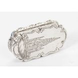 Victorian silver castle top vinaigrette of shaped oval form,The Scott Memorial.