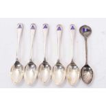 Yachting interest - five George V silver Old English pattern teaspoons