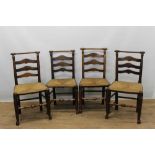 Set of four 19th century ash and elm chairs