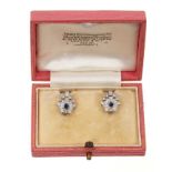 Pair of Art Deco sapphire and diamond earrings