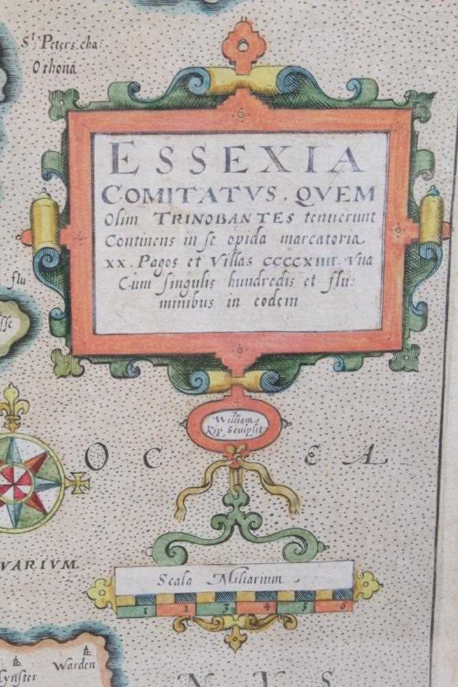 William Kipp after Saxon: 'Essexia Comitaatus.' 17th century hand coloured copper engraved map, - Image 2 of 7