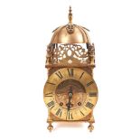 Victorian brass lantern clock signed Jonathan Barron,