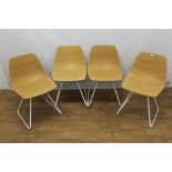 Set of four Lapalma sled base bent ply chairs designed by Antti Kotilainen