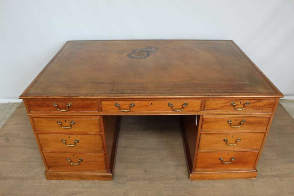 Good George III style mahogany partners desk