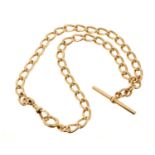 18ct yellow gold curb link watch chain/necklace