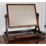 19th century mahogany dressing table mirror with rectangular plate above a shaped plateau, on four s