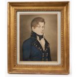 Regency watercolour portrait of a naval officer, signed and dated S Macnae, Carlisle 1811