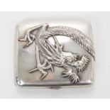 Late 19th/early 20th century Chinese white metal cigarette case with raised continuous Dragon decora