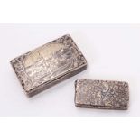 Imperial Russian silver niellowork snuff box decorated with castle scenes and floral scrollwork , 84