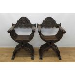 Impressive pair of 18th century Savonarola chairs