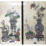Fine pair of early 20th century Chinese paintings on silk