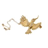 18ct gold diamond hummingbird brooch
