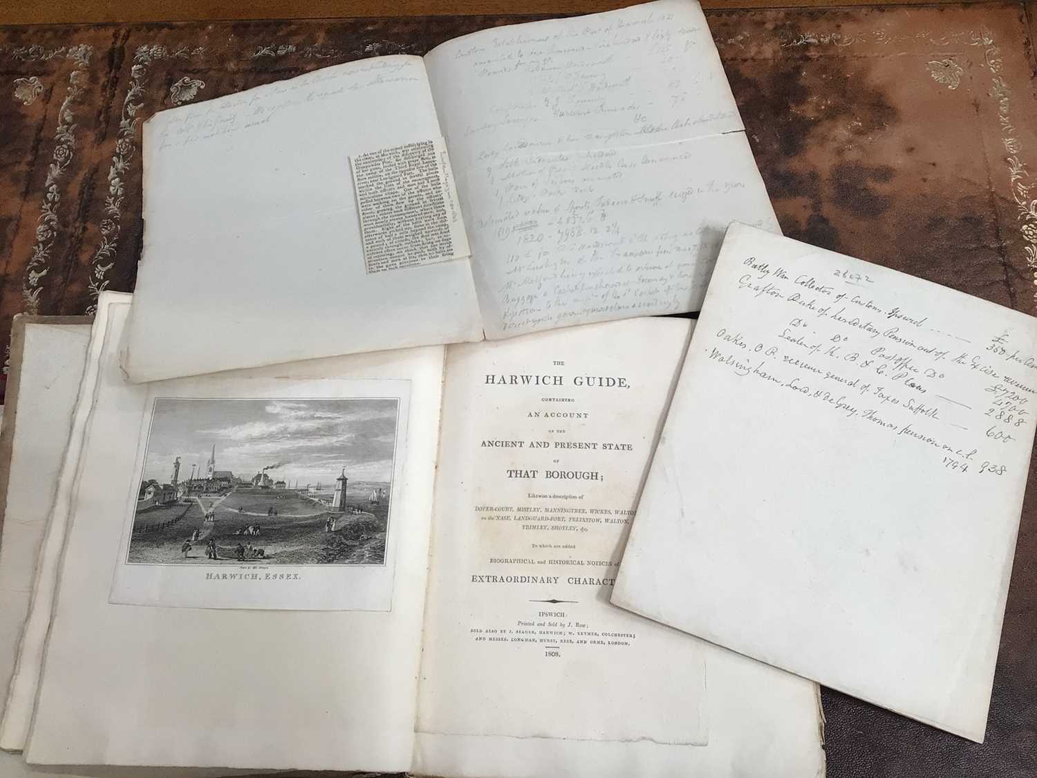 Harwich Interest - The Harwich Guide 1808, the book bound with engravings , original pencil sketches