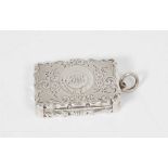 Victorian silver vinaigrette of shaped rectangular form, with foliate decoration