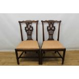 Pair 18th century Chippendale-style mahogany side chairs