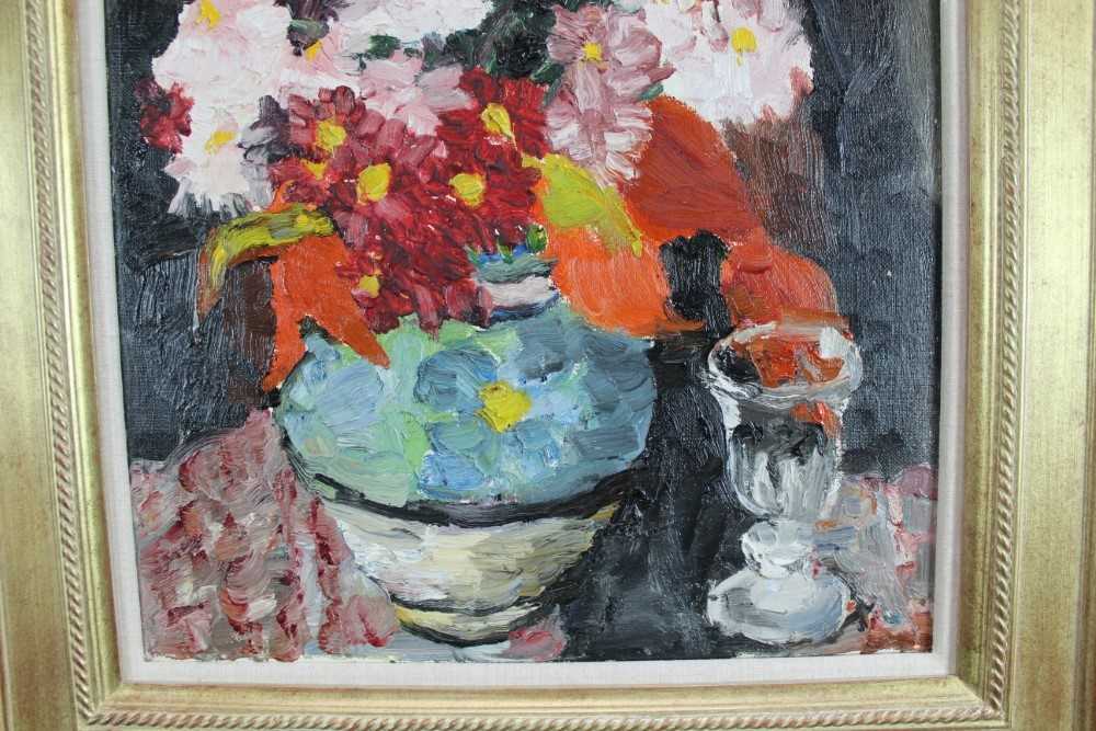 *Lucy Harwood (1893-1972) oil on canvas, Still life with flowers and wine glass, signed verso, 49 x - Bild 4 aus 9