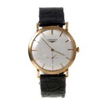 1960s Gentlemen's 9ct gold Longines wristwatch on leather strap