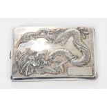 Late 19th/early 20th century Chinese silver cigarette case of shaped rectangular form, with raised D