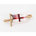 Antique gold and enamel naval White Ensign flag brooch,